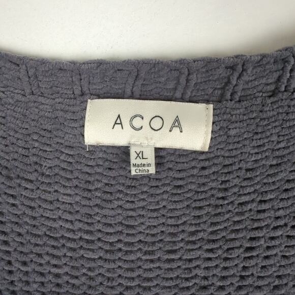 ACOA Cream Gray Pink Color Block Chenille Duster Cardigan Wrap Sweater Size XL - Picture 8 of 10